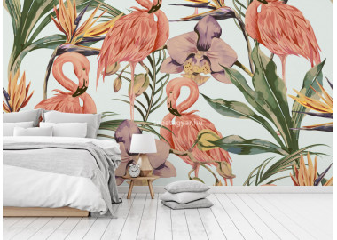 Design tapéta flamingo blue