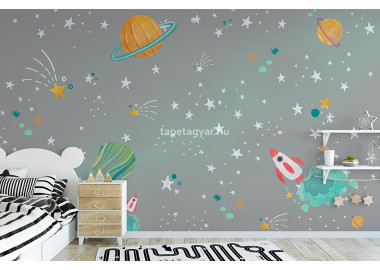 Gyerektapéta space grey