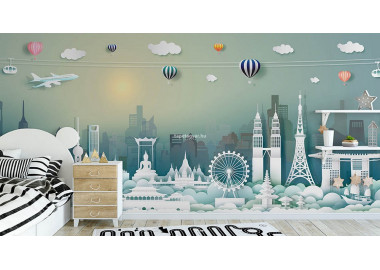 Gyerektapéta World landscape balloon