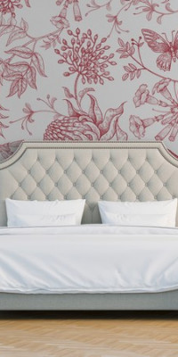 Design tapéta Red florals birds