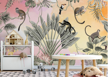 Gyerektapéta watercolor jungle