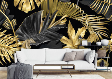 Design tapéta -Golden Black Palm